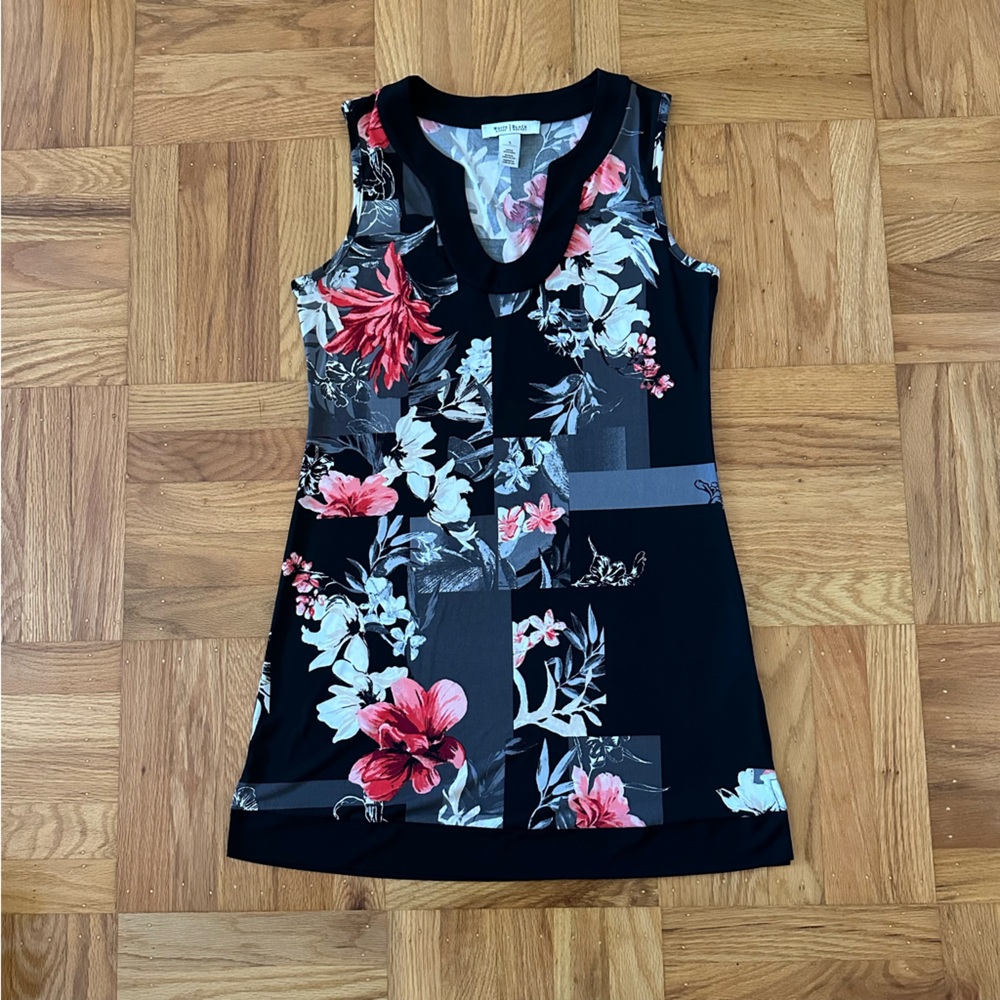 White House Black Market Floral Dress with Pink and White Accents